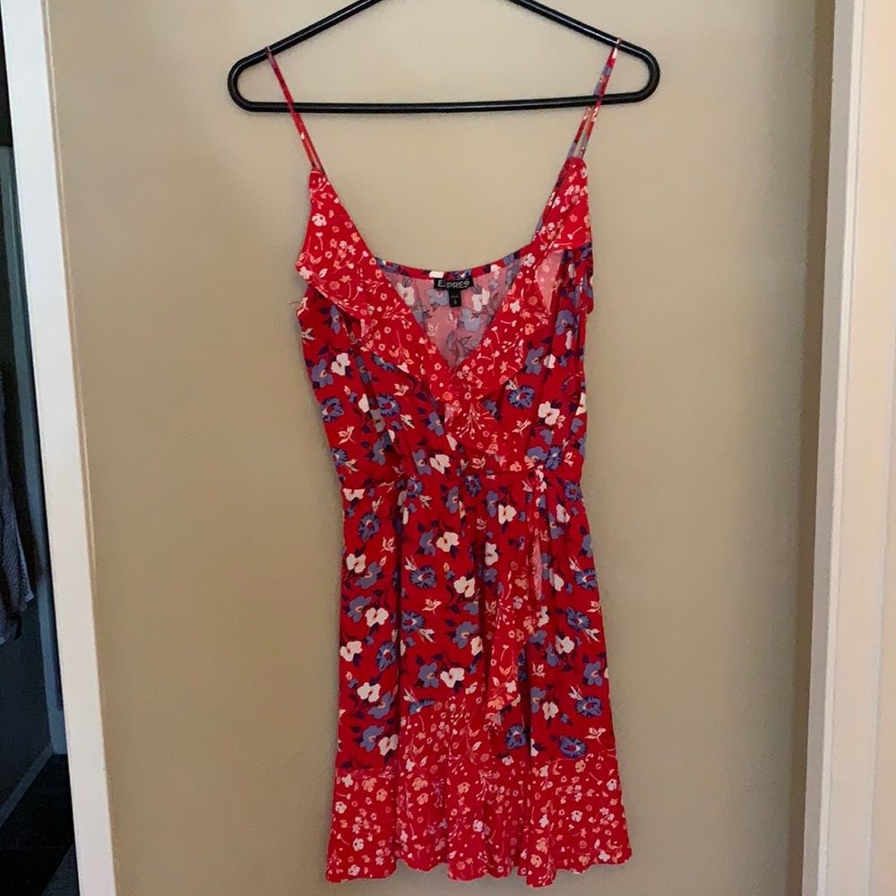 Red dress with flower print
